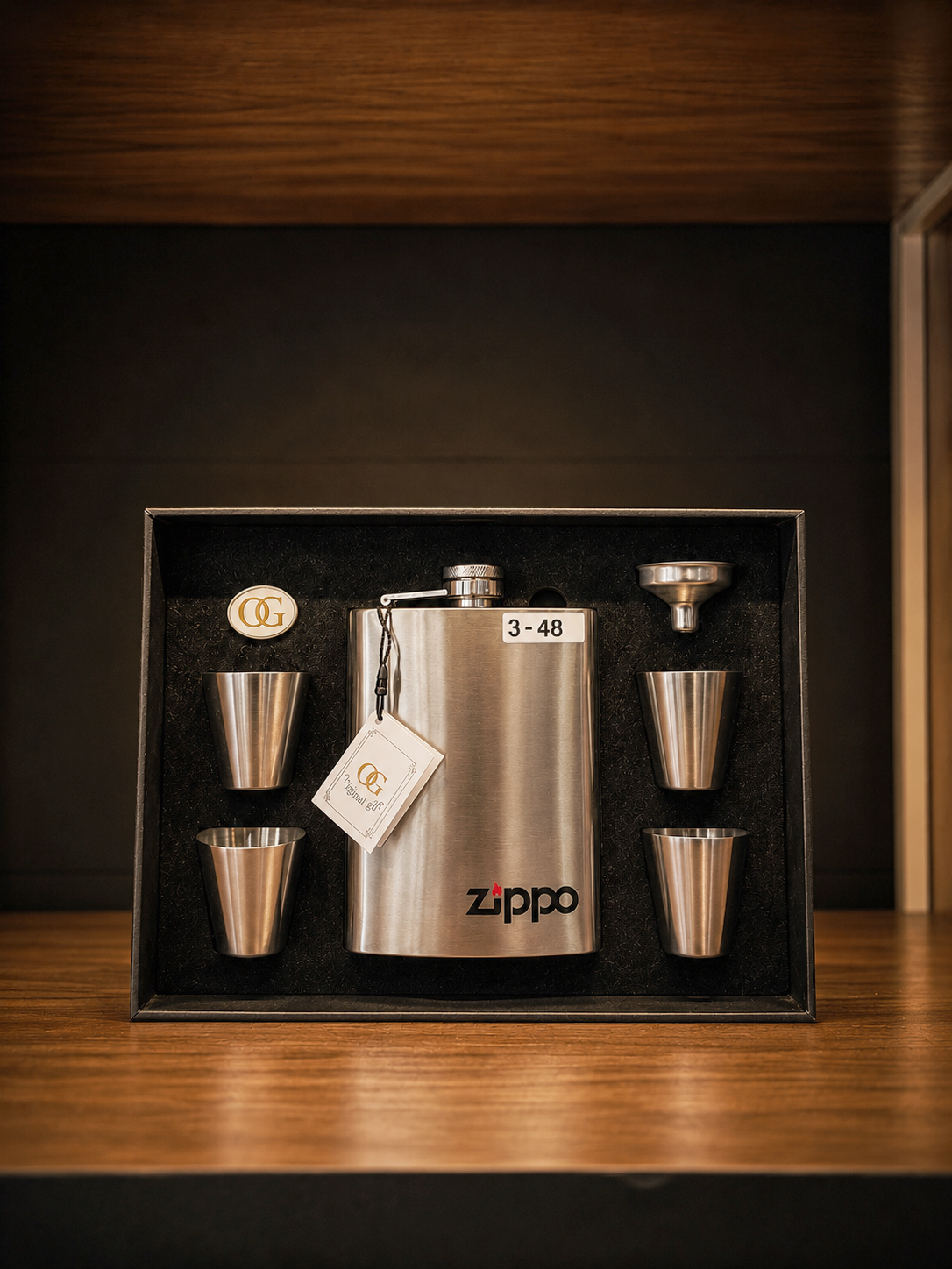 ست فلاسک جیبی-طرح استیل zippo
